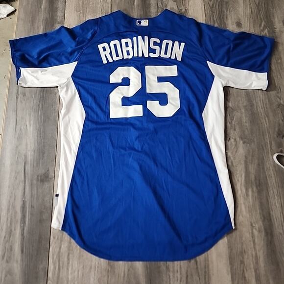 Majestic Authentic Blue KC Royals #25 Jackie Robinson Jersey Men's Size 2XL - Picture 2 of 2
